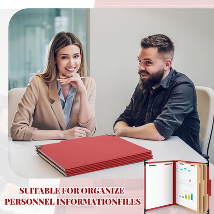 Henoyso 10 Pcs Hanging Classification File Folders, Letter Size Red Folders with 3 Pressboard Dividers, 8 Fasteners, 4 Inch Expansion, 1/3-cut Top Tab for Medical Records and File Cabinet Organizer