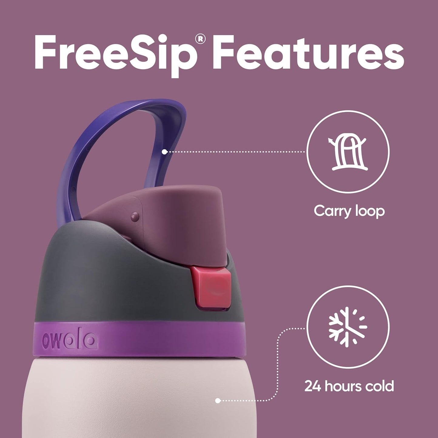 Owala FreeSip Isolierte Edelstahl-Wasserflasche mit Strohhalm für Sport und Reisen, BPA-frei, 710 ml, Shy Marshmallow