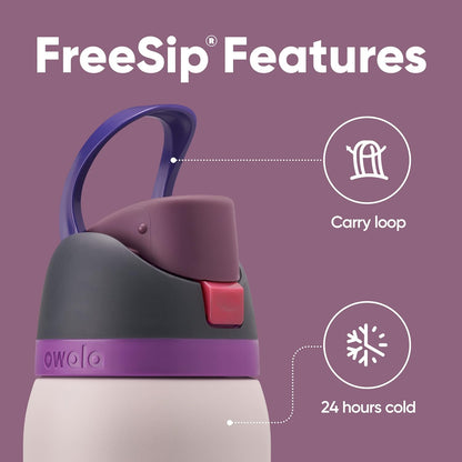 Owala FreeSip Isolierte Edelstahl-Wasserflasche mit Strohhalm für Sport und Reisen, BPA-frei, 710 ml, Shy Marshmallow
