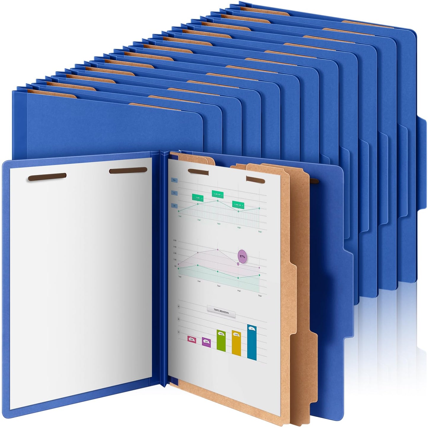 Skyygemm 24 Pcs Classification Folders Letter Size Bulk - 2 Dividers Pressboard File Folder with 3. 5 Inch Expansion, 2 Prongs Fastener, Heavy Duty Office File Organizer for Teacher Medical (Yellow)