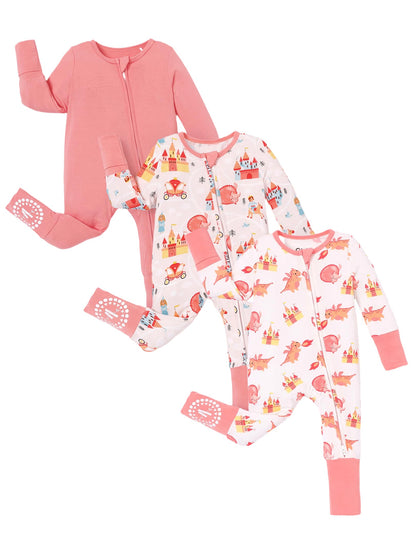 PATPAT Baby Footies Boys Girls - Bamboo Viscose - Zipper & Non-Slip Soles Romper Mitten - Footed & Footless Infant Clothes