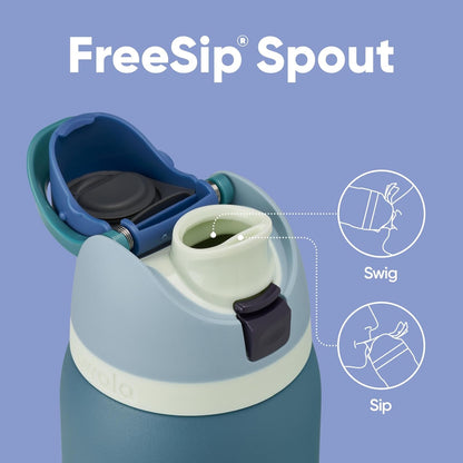 Owala FreeSip Isolierte Edelstahl-Wasserflasche mit Strohhalm für Sport und Reisen, BPA-frei, 710 ml, Shy Marshmallow