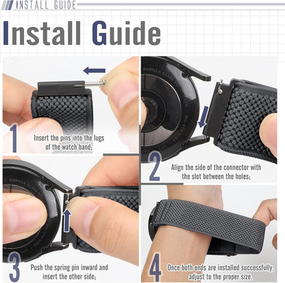 Runostrich Schnellverschluss-Nylon-Uhrenarmband - Breitenwahl - 18mm, 19mm, 20mm, 22mm, 24mm elastische Uhrenarmbänder verstellbares dehnbares Solo Loop Sport Nylon Ersatzarmband für Damen Herren, 3 Stück