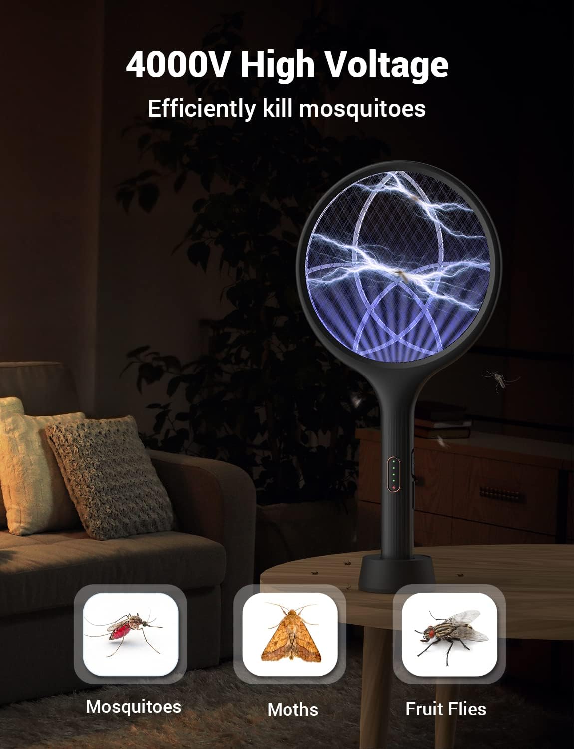 YISSVIC Electric Fly Swatter 4000V Bug Zapper Racket