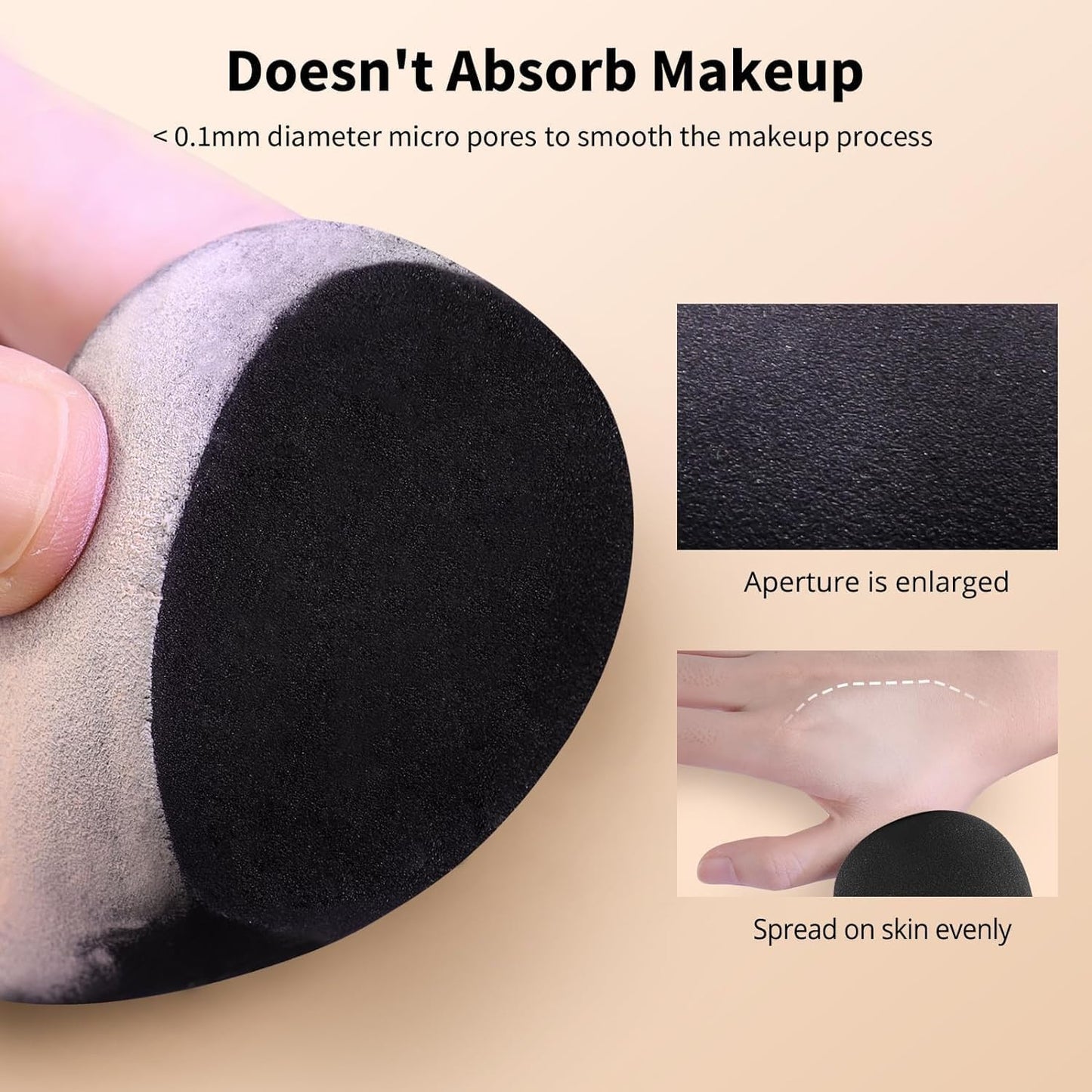 BEAKEY Make-up-Schwamm-Set, 5 Stück, mikroporös, geringe Absorption, weiche, latexfreie Foundation-Beauty-Schwämme und -Blender für Puder-Creme
