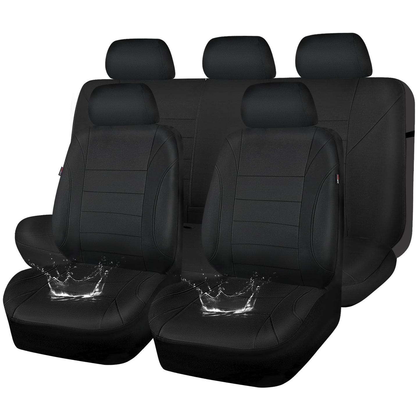 CAR Pass Neoprene Waterproof Two Front Car Seat Covers Set- Universal Fit for Vehicles, Airbag Compatiable(Black)