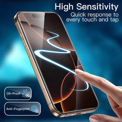 JETech Displayschutzfolie für iPhone 16 6,1 Zoll, gehärtetes Glas mit einfachem Installationstool, Case-Friendly, HD Klar, 3 Stück