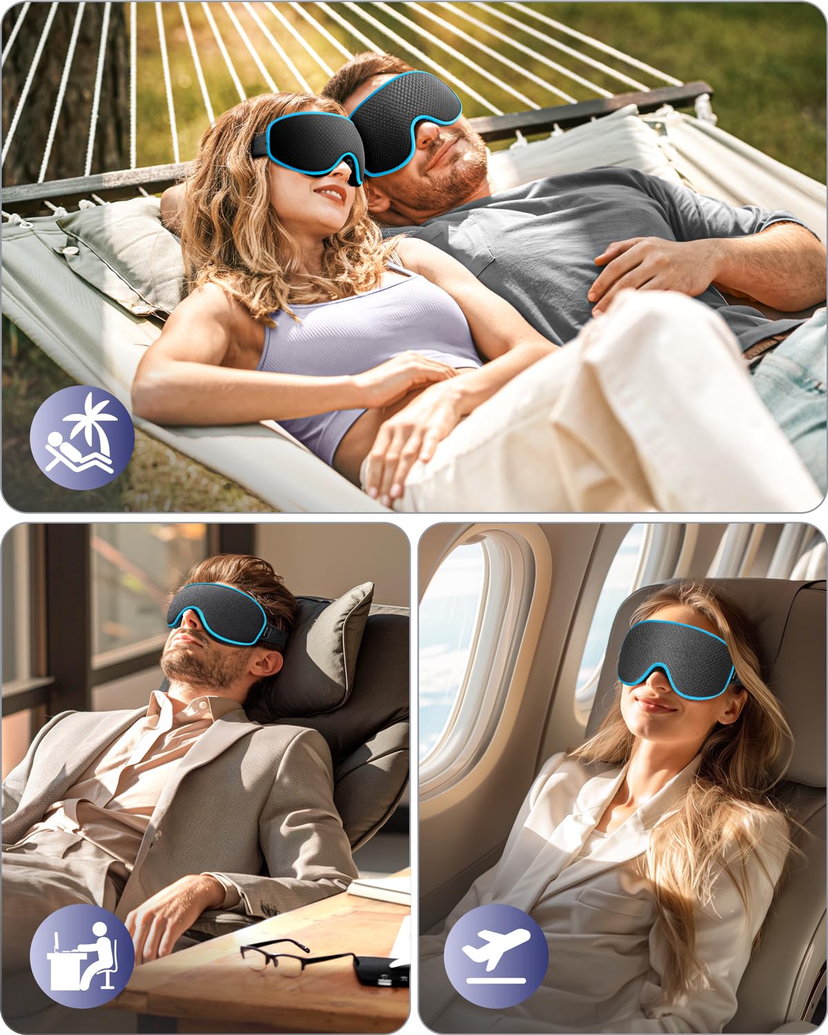 WAOAW Schlafmaske für Damen und Herren: Verdunkelungs-Augenmasken zum Schlafen – 3D atmungsaktive, weiche, bequeme Augenmaske für Reisen – verstellbare, lichtblockierende Nachtmasken zum Schlafen