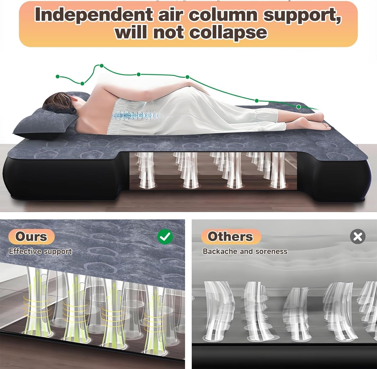 Umbrauto Car Air Mattress Backseat| Inflatable Truck Back Seat Camping Airbed for SUV Rear Seat, Blow Up Sleeping Travel Bed for Van Trunk with Pump & Pillows