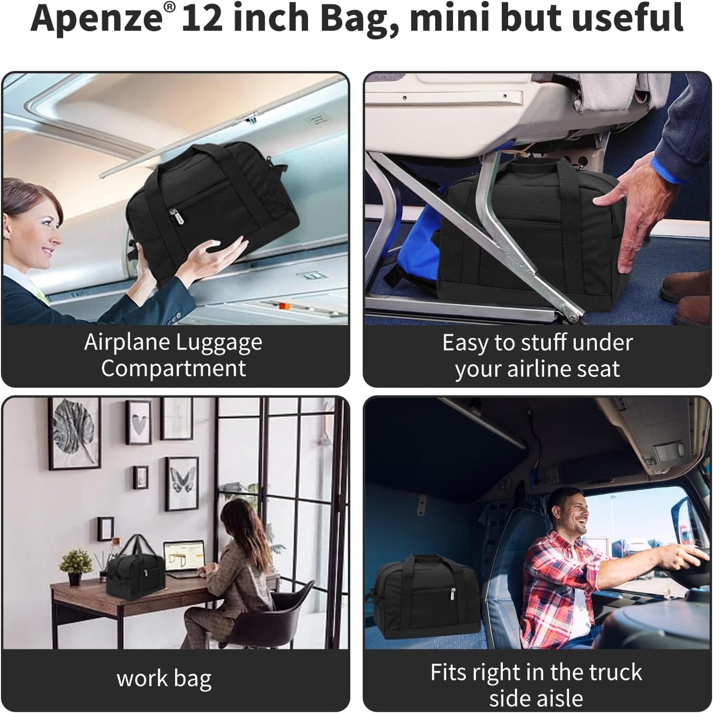 Kleine Sporttasche 18 Zoll Handgepäck Reisetasche für Wochenendtrips Sport-Schwarz