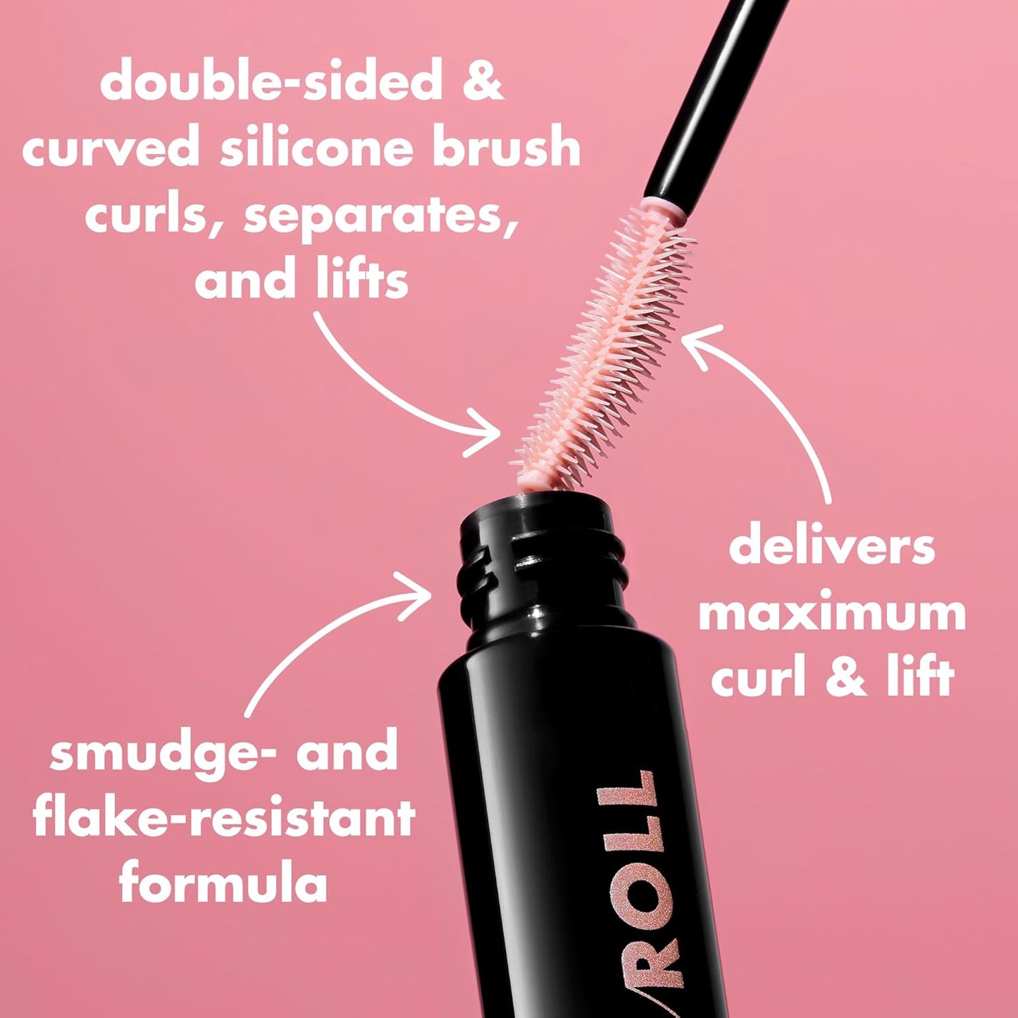 e.l.f. Lash 'N Roll Mascara, Tusche für sichtbar angehobene Wimpern, hebt und trennt Wimpern. Langanhaltende Formel, vegan und tierversuchsfrei, Pitch Black