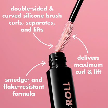 e.l.f. Lash 'N Roll Mascara, Tusche für sichtbar angehobene Wimpern, hebt und trennt Wimpern. Langanhaltende Formel, vegan und tierversuchsfrei, Pitch Black