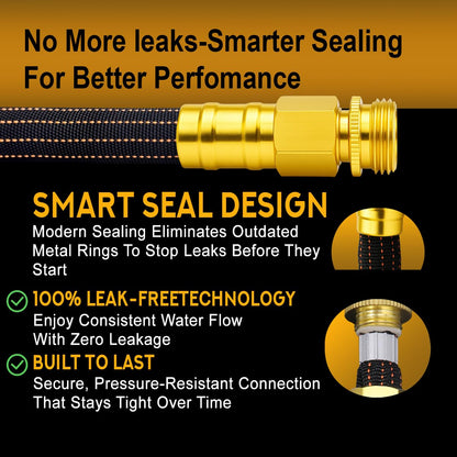 50FT Flexible Garden Hose & 10Modes Nozzle,None Expanding Lightweight Water Hose,Kink-Free,All-Weather 3/4 in. Hose for RV,Boat,Car Wash,Garden,Yard,Camper,Outdoor (Orange-Black, 50 Feet)