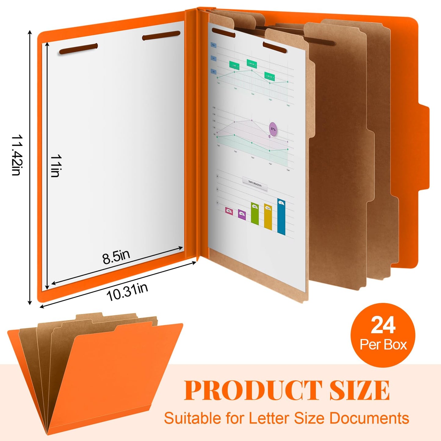 Skyygemm 24 Pcs Classification Folders Letter Size, 3 Divider Pressboard File Folder with Fasteners, Expanding File Organizer Bulk for School Teachers, Office Employee, Coworker, Staff (Yellow)