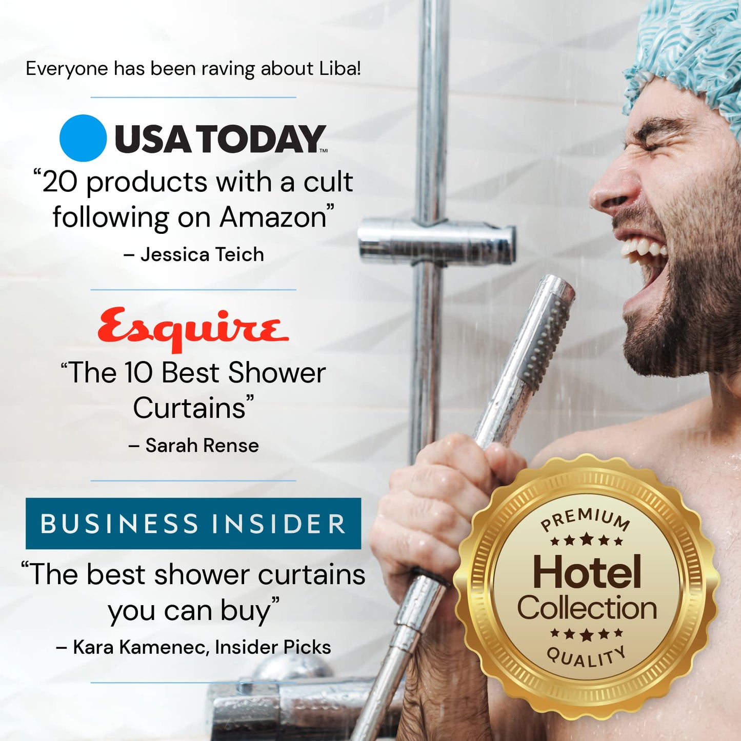 LiBa PEVA 8G Bathroom Shower Curtain Liner, 72" W x 72" H, Frosted, 8G Heavy Duty Waterproof Shower Curtain Liner