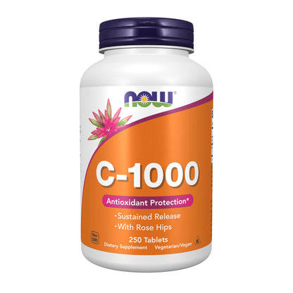 NOW Foods Supplements, Vitamin C-1,000 with Rose Hips, Sustained Release, Antioxidant Protection*, 250 Tablets (Pack of 12)