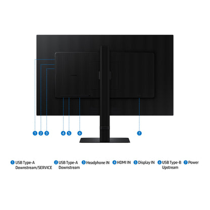 SAMSUNG 27" ViewFinity S6 (S60UD) Series QHD High Resolution Computer Monitor, 100Hz, HDR10, USB-C, Built-In LAN Port, Daisy Chain Support, Easy Setup, Height Adjustable Stand, LS27D606UANXGO, 2024