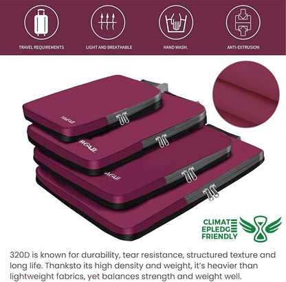 BAGAIL 4er-Set Kompressions-Packwürfel Reise-erweiterbare Packorganizer (Schwarz, 4er-Set)