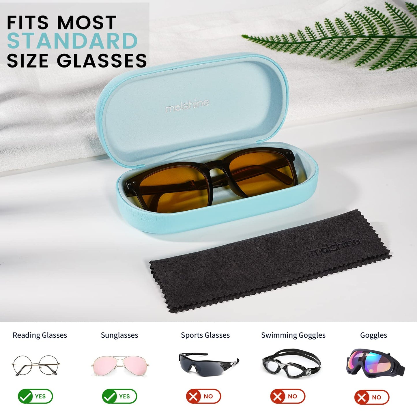 molshine Hartschalen-Leder-Sonnenbrillenetui, klassisches großes Brillenetui für Damen und Herren, Sonnenbrille (Schwarz)