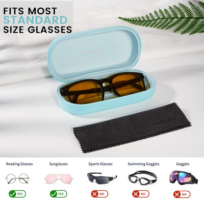 molshine Hartschalen-Leder-Sonnenbrillenetui, klassisches großes Brillenetui für Damen und Herren, Sonnenbrille (Schwarz)