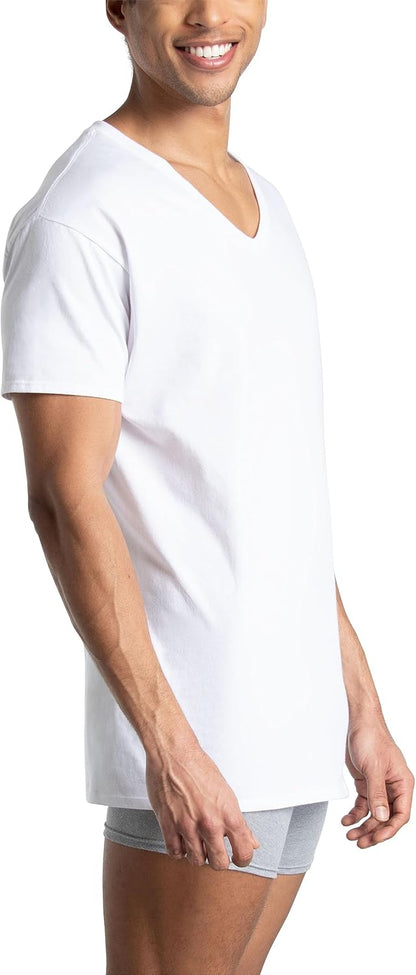 Fruit of The Loom Men's 6-Pack Stay Tucked V-Neck T-Shirt
