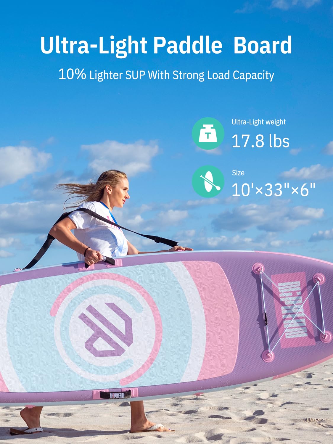 Niphean（Ultra-Light） Inflatable Paddle Board with StabilTrac Fin and Durable SUP Accessories, 10' Stand Up Paddle Boards for Adults & Youth, Versatile Yoga Paddle Board, Gift Ideas