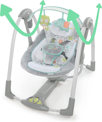 Ingenuity ConvertMe 2-in-1 Kompakte tragbare automatische Babyschaukel & Babysitz, batteriebetriebene Vibrationen, Naturgeräusche, 0-9 Monate 2,7-9 kg (Raylan)