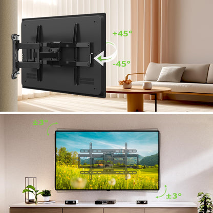 USX MOUNT TV Wall Mount for 32-74 inch Flat Screen/LED/4K up to 110lbs, Full Motion TV Mount Bracket with Swivel & Tilt Articulating Dual Arms, Max VESA 400x400mm, Fits 12/16" Wood Studs
