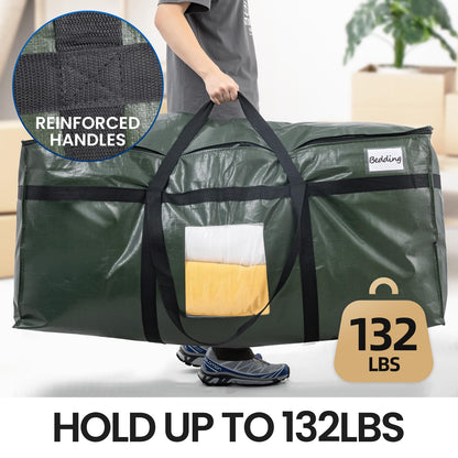 TAILI 69 Gallon Extra Large Storage Bags, XXL Blue Heavy Duty Moving Bags For Storage with Visible Window, Wrap Around Handles, Totes for Space Saving, Alternative to Moving Boxes (2 Pack)