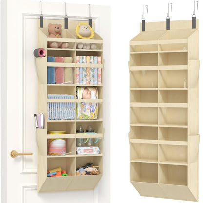 Lifewit 1 Pack Over the Door Organizer, 5 Section Clear Window Hanging Storage with 4 Side Pockets, Sturdy Anti Tilt 40 lbs Load Behind Door for Closet, Bedroom, Bathroom, Nursery, Dorm, Dark Gray