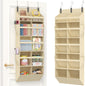 Lifewit 1 Pack Over the Door Organizer, 5 Section Clear Window Hanging Storage with 4 Side Pockets, Sturdy Anti Tilt 40 lbs Load Behind Door for Closet, Bedroom, Bathroom, Nursery, Dorm, Dark Gray