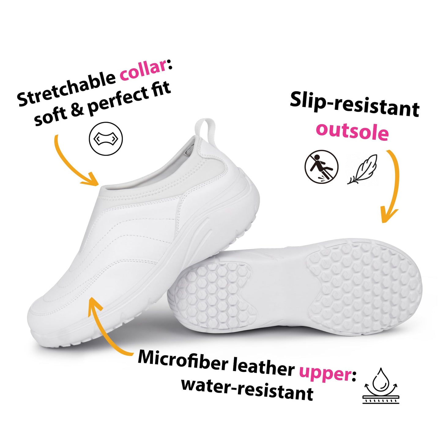Hawkwell Women's Slip On Lightweight Nursing Shoes Slip Resistant Comfortable Medical Work Shoes