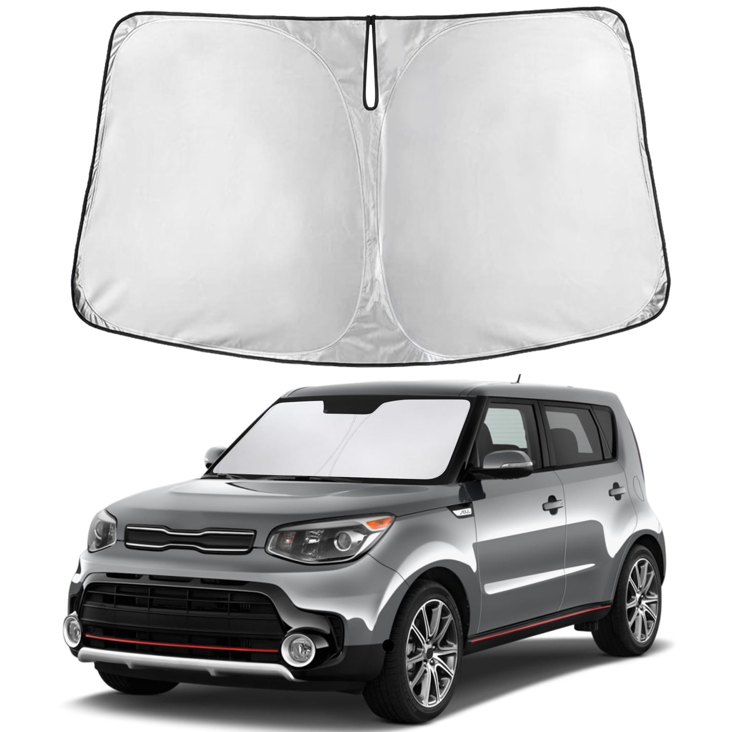 EcoNour Car Windshield Sunshade | Blocks 99% Heat & Keeps Interior Cool | Universal Fits Cars, SUVs, Trucks | Automotive Sun Screen, Visor & Car Accessories for Summer | Medium (64x32 Inches)
