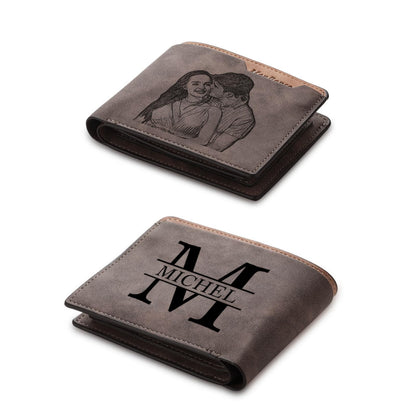 Custom Wallets for Men Personalized Leather Photo Wallet Fathers Day Gift for Dad Boyfriend