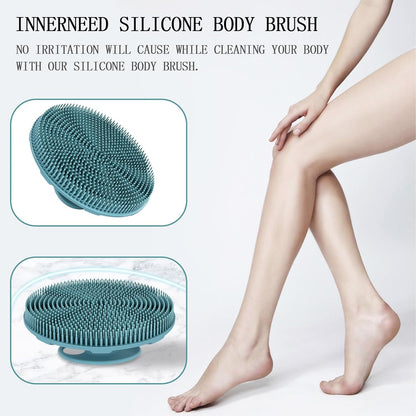 INNERNEED Duschbürste aus weichem Silikon in Lebensmittelqualität, Hand-Körperbürste zur Hautreinigung, sanftes Peeling, gute Schaumbildung (Schwarz)