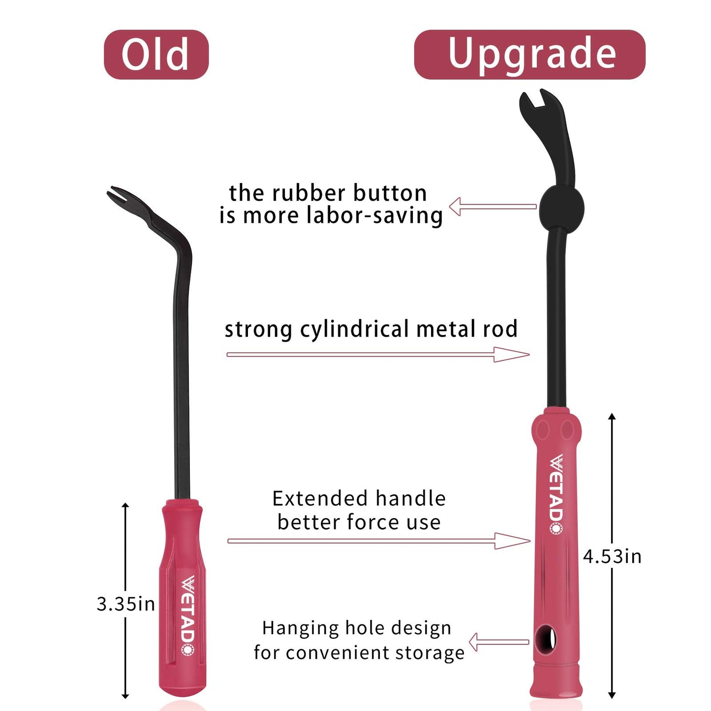 Wetado Trim Removal Tool, Car Upholstery Repair Kit, Car Door Audio Panel Trim Removal Set, Fastener Terminal Remover Tool Set Clips Pry Kit Auto Clip Pliers (8PCS Red)