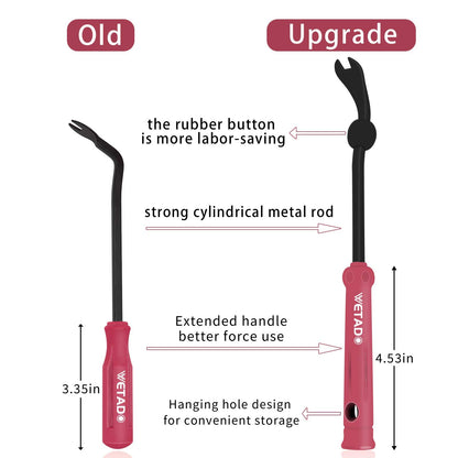 Wetado Trim Removal Tool, Car Upholstery Repair Kit, Car Door Audio Panel Trim Removal Set, Fastener Terminal Remover Tool Set Clips Pry Kit Auto Clip Pliers (8PCS Red)