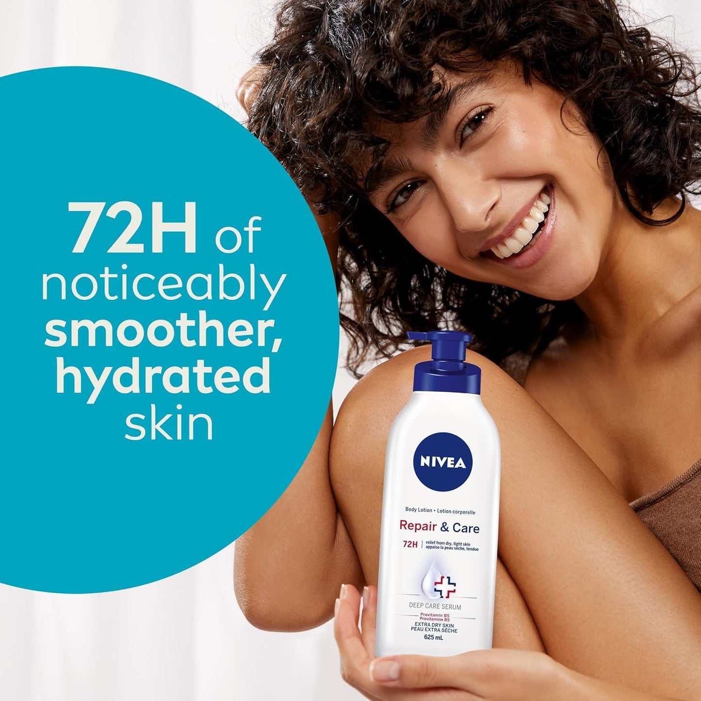 NIVEA Repair & Care Ungeduftete Body Lotion | Lang anhaltend | 72H Feuchtigkeit | Für trockene, gespannte und empfindliche Haut | Parfümfreie tägliche Feuchtigkeitspflege | Zieht schnell ein | 625ml Pumpflasche