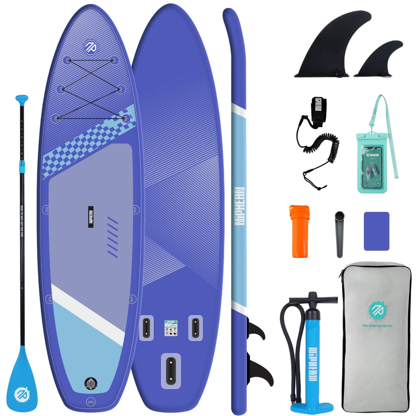 Niphean Inflatable Stand Up Paddle Board with SUP Accessories, Anti-Slip EVA Deck, 10’6’’ Inflatable Paddle Boards for Adults & Youth of All Skill Levels