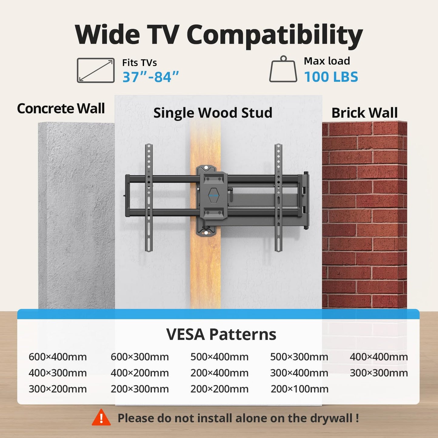 USX STAR Corner TV Wall Mount Long Arm TV Mount Bracket for 37-84 Inch TVs, Full Motion TVs Wall Mounts with 32” Articulating Arms Extension & Tilt & Swivel, Max VESA 600x400mm, Holds up to 100 lbs