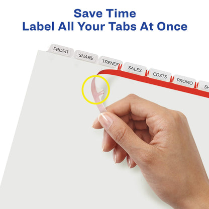 Avery 8 Tab Unpunched Dividers for Use with Any Binding System, Easy Print & Apply Clear Label Strip, Index Maker Customizable White Tabs, 150 Sets Total (6 Packs of 11444)