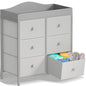 BOLUO White Changing Table Dresser with 6 Drawers Baby Dresser with Changing Table Top Diaper Changing Station with Storage for Nursery Modern