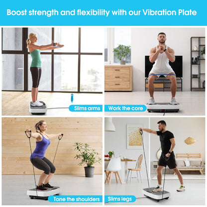 SoftGym Waver Vibration Plate Exercise Machine for Lymphatic Drainage Weight Loss,120 Speed Levels Vibrating Platform with Resistance Bands,Full-Body Workout Equipment for Muscle Activation