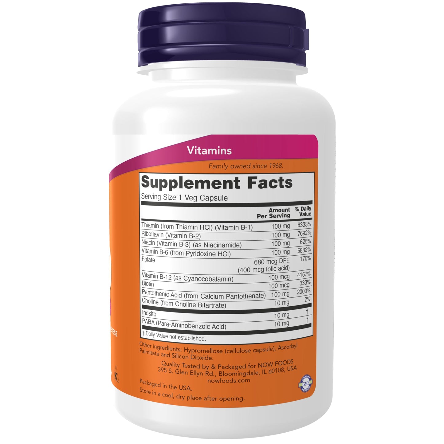 NOW Foods Supplements, Vitamin B-100, Energy Production*, Nervous System Health*, 100 Veg Capsules (Pack of 12)