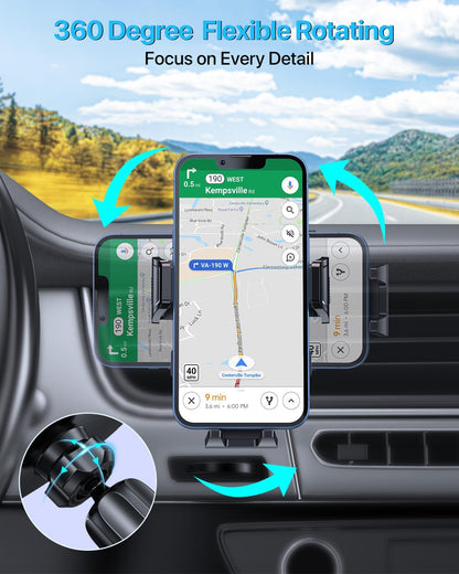 Miracase Handyhalterung für Lüftungsschlitze im Auto【2026 Breitere Klemme & Metallhaken】 Handyhalterung für Lüftungsschlitze im Auto, Freisprechfunktion, Handy-Autohalterung für iPhone 17 Pro Max 16 15 14 13 12 Samsung S25 Autozubehör