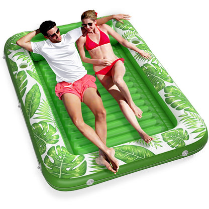 Jasonwell 4 in 1 Inflatable Tanning Pool Lounger Float - Sunbathing Lounge Floatie Raft Toys, Water Filled Tanning Bed Mat Pad Blow Up Kiddie Pool with Ball Pit for Adult, Kids (L)