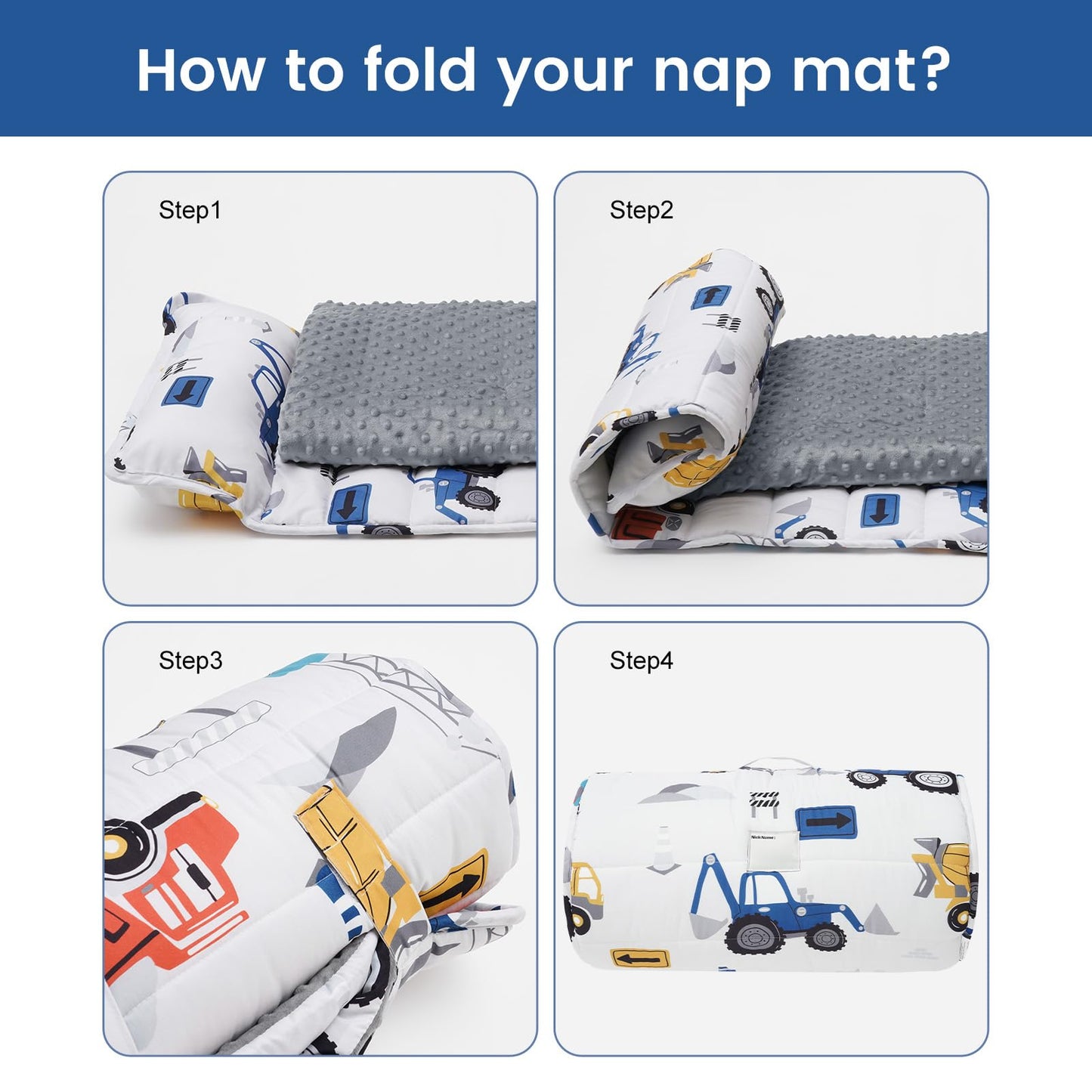 PHF Toddler Nap Mat with Removable Pillow and Minky Blanket, Rollup Design Kids Sleeping Mat, Slumber Bags for Boys, 55"x23" Toddler Sleeping Bag for Daycare Preschool Travel Camping, Space