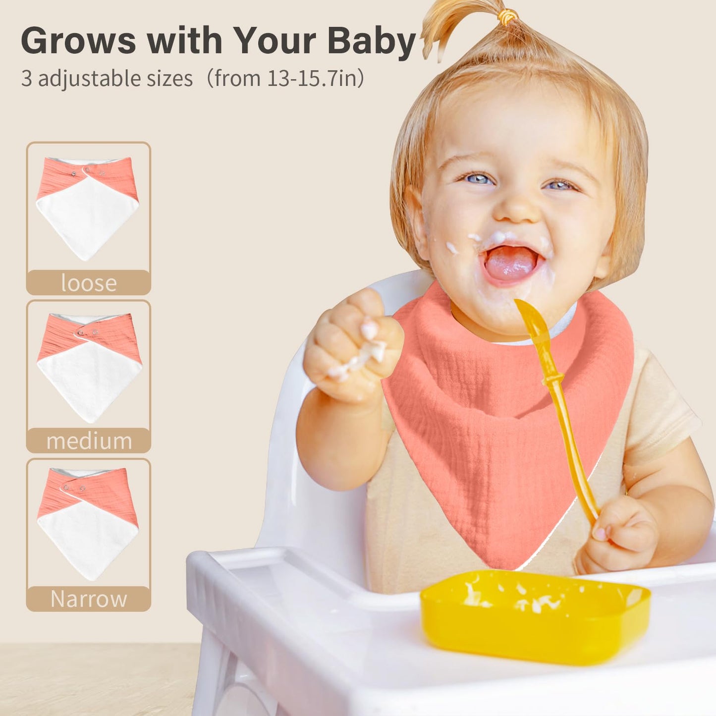 NISXABEBE Musselin-Baby-Lätzchen, 6er-Pack, Baby-Bandana-Spucktücher aus 100 % Baumwolle für Jungen und Mädchen, unifarbene Lätzchen für Spucken und Zahnen (Jungen)
