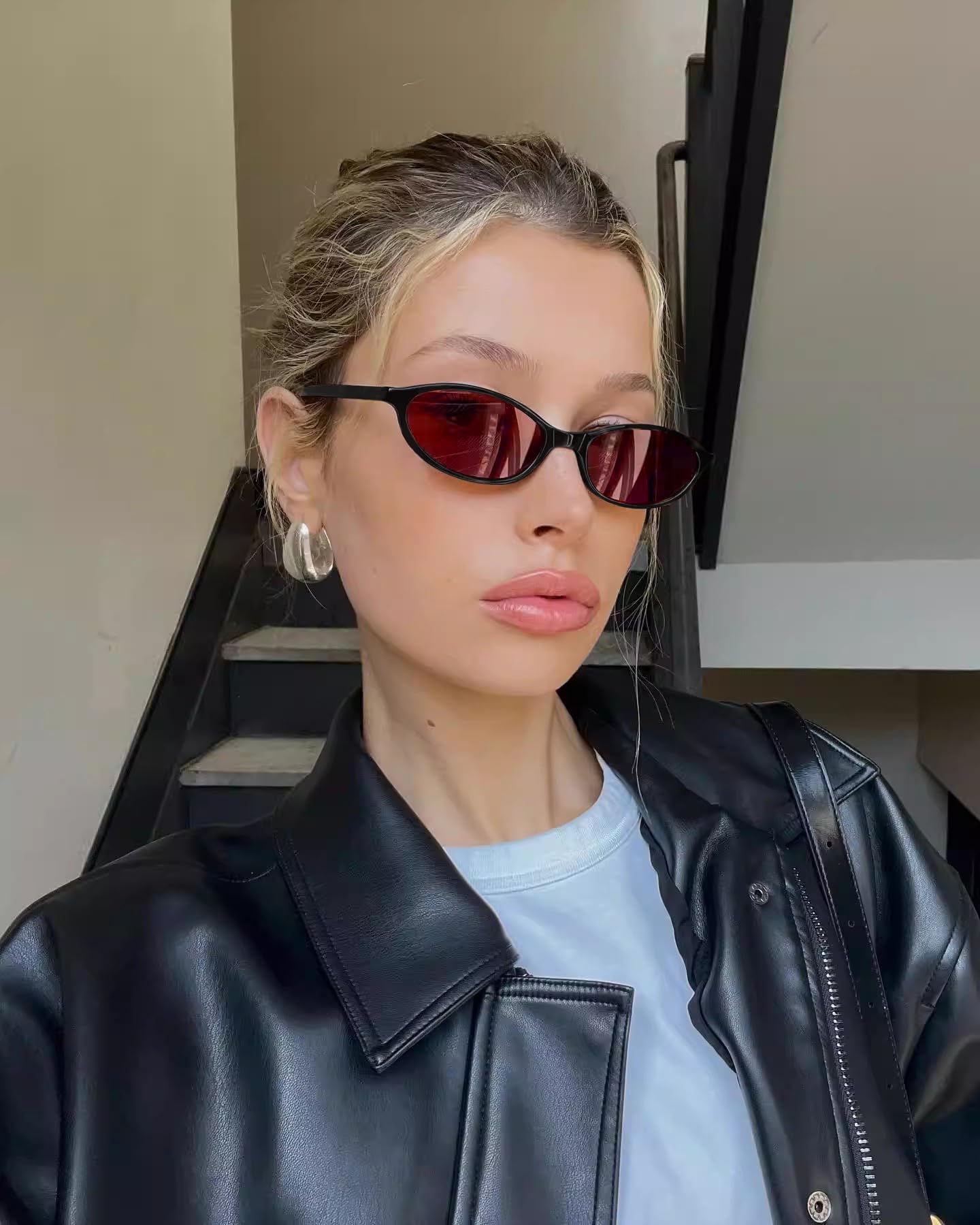 GUVIVI Retro Ovale Sonnenbrille für Damen Chic Cat Eye 90er Jahre Sonnenbrille Leichte Schmale Sonnenbrille Trendiger UV-Schutz Sonnenbrille
