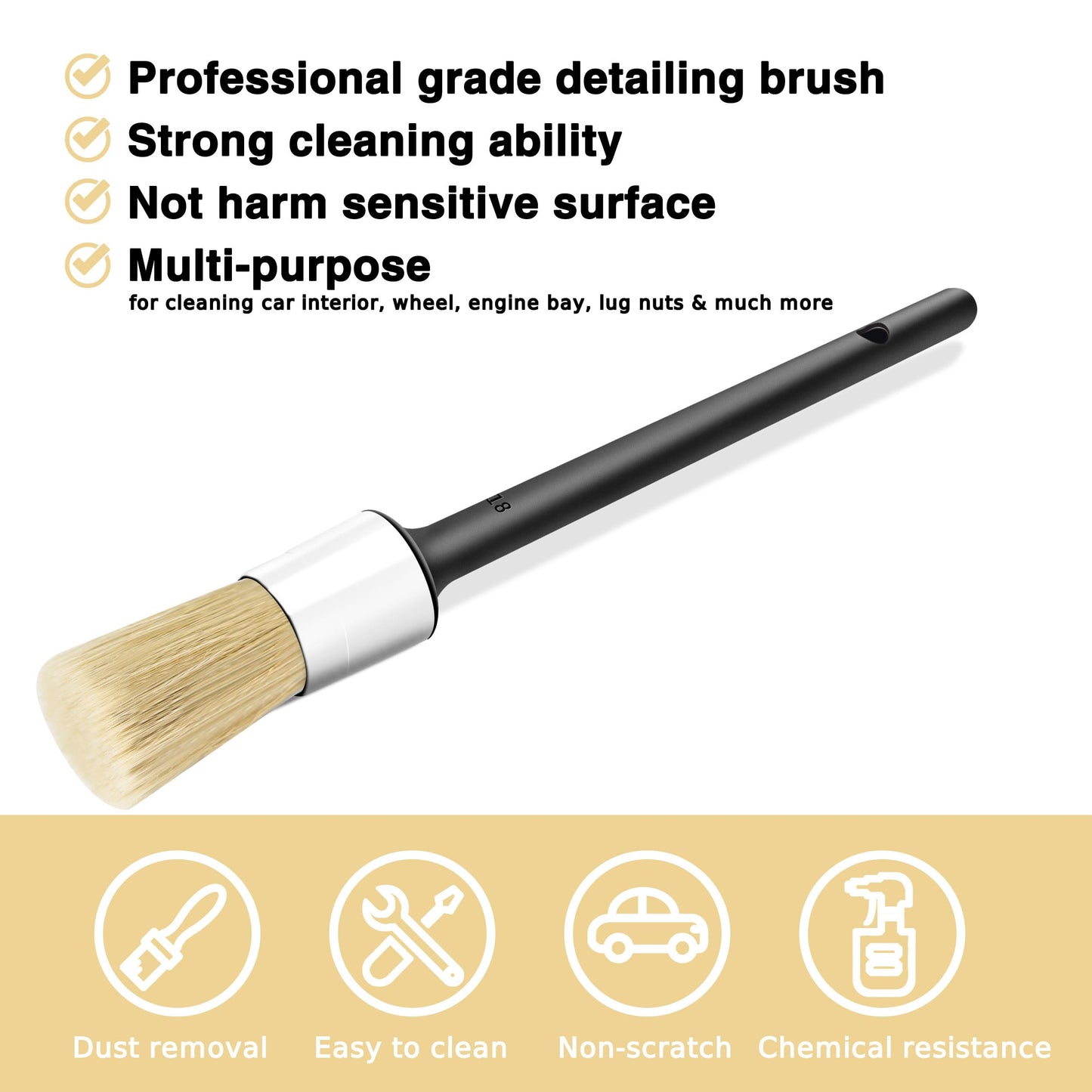 10pcs Auto Car Detailing Brush Set Car Interior Cleaning Kit Includes 5 Boar Hair Detail Brush,3 Wire Brush, 2 Air Vent Brush for Cleaning Interior Exterior, Dashboard Engines Leather Wheel